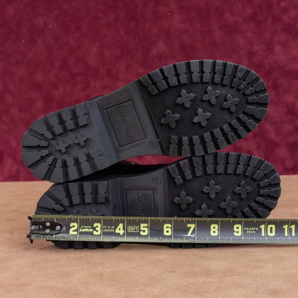 Calvin Klein Women Sallon Black Faux Leather Combat zip Ankle Boots sz 8 - Picture 5 of 9